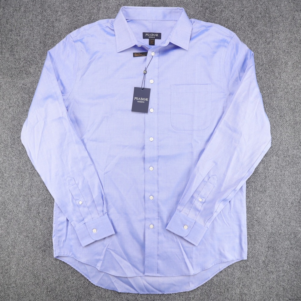 Jos A Bank Reserve Custom Dress‎ Shirt Mens 100% Egyptian Cotton Blue NWT 2 Ply